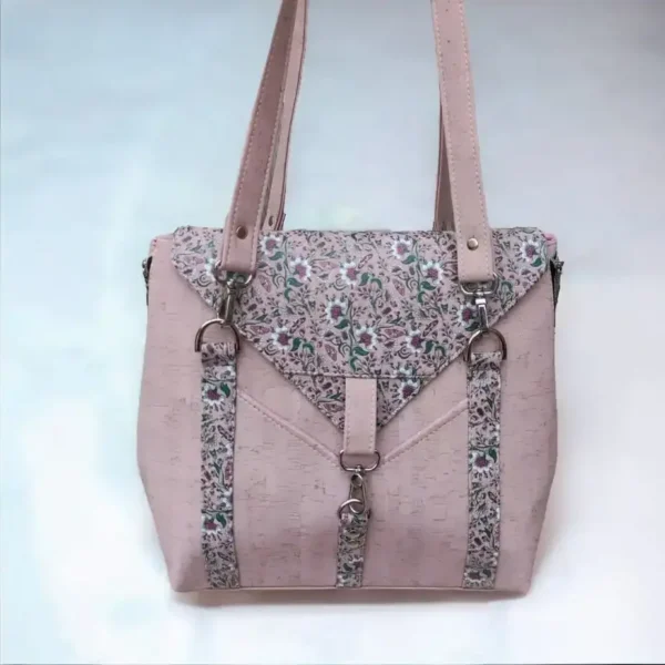 roze schoudertas Kurk schoudertas roze met bloemenprint