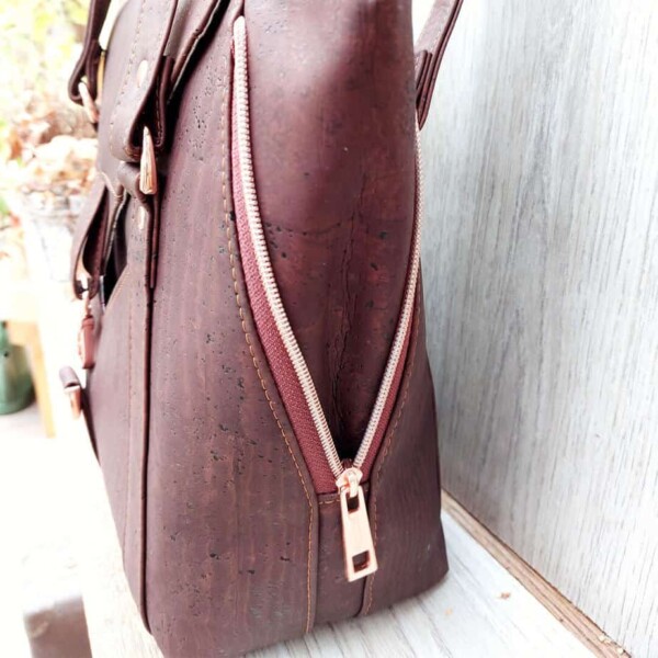 kurk schoudertas bruin zijkant open