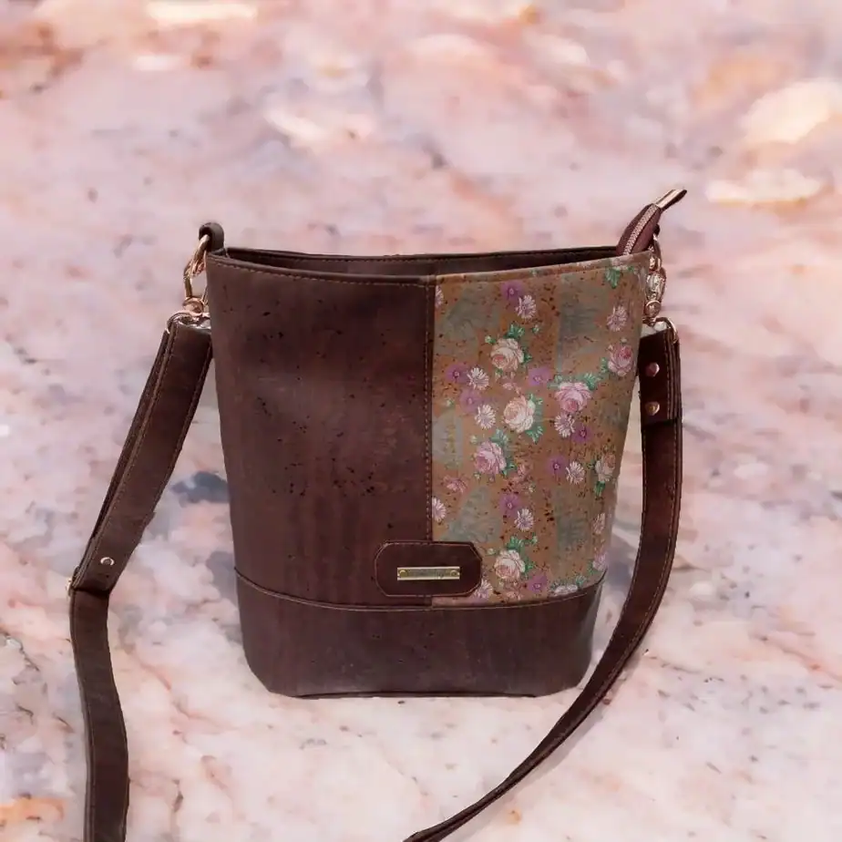 2kleuren lichte rozen handgemaakte kurk schoudertas