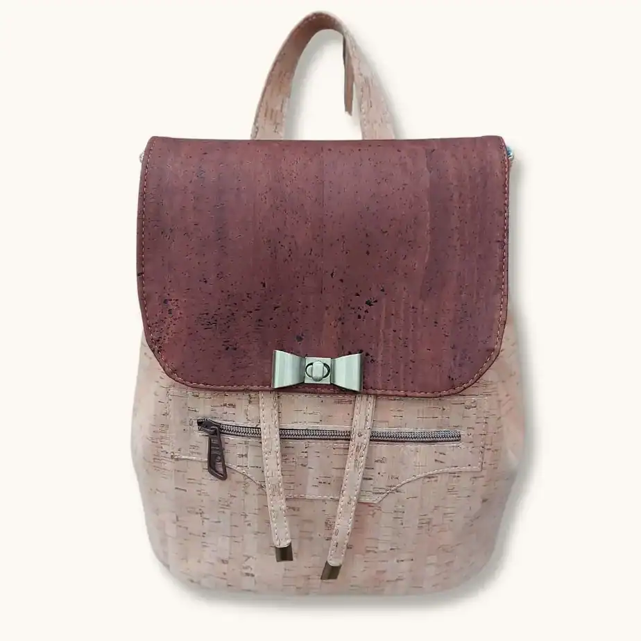 handgemaakte rugzak naturel kurk voorkant Handgemaakte rugzak naturel kurk voorkant