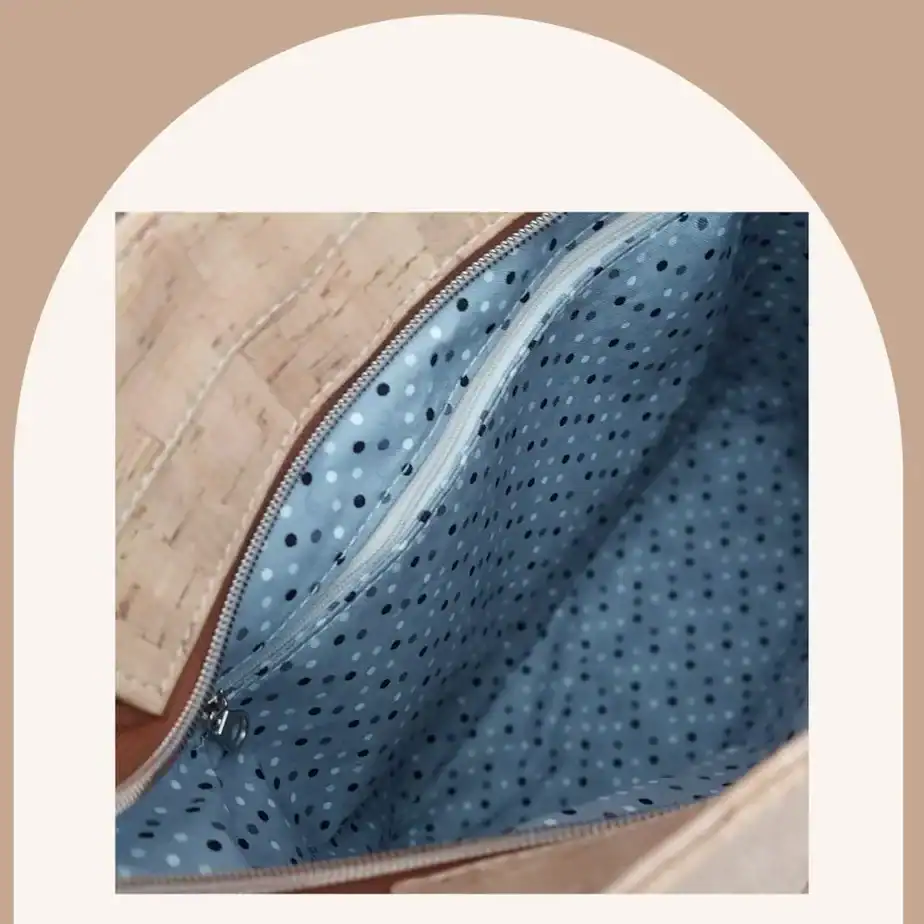 shopper kurk naturel binnenkant shopper tas kurk naturel handgemaakt binnenkant