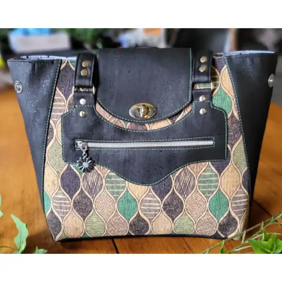 Schoudertas groen breed Groene schoudertas kurk breed