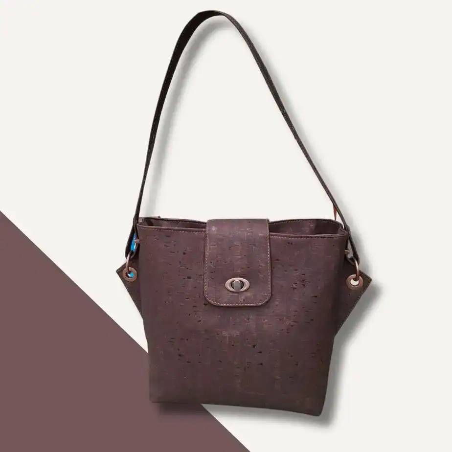 Grote schoudertas donkerbruin kurk Grote schoudertas donkerbruin kurk