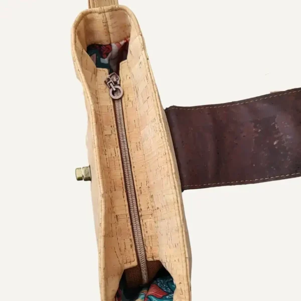 Naturel kurk tas met bruine accenten bovenkant