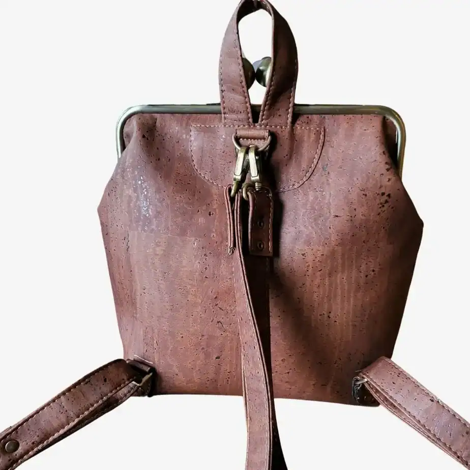 Rugtas kurk met beugel bruin achterkant