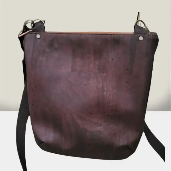 Kurk tas bruin met 3 rits vakken achterkant crossbody kurk tas vlinders met 3 ritsen achterkant