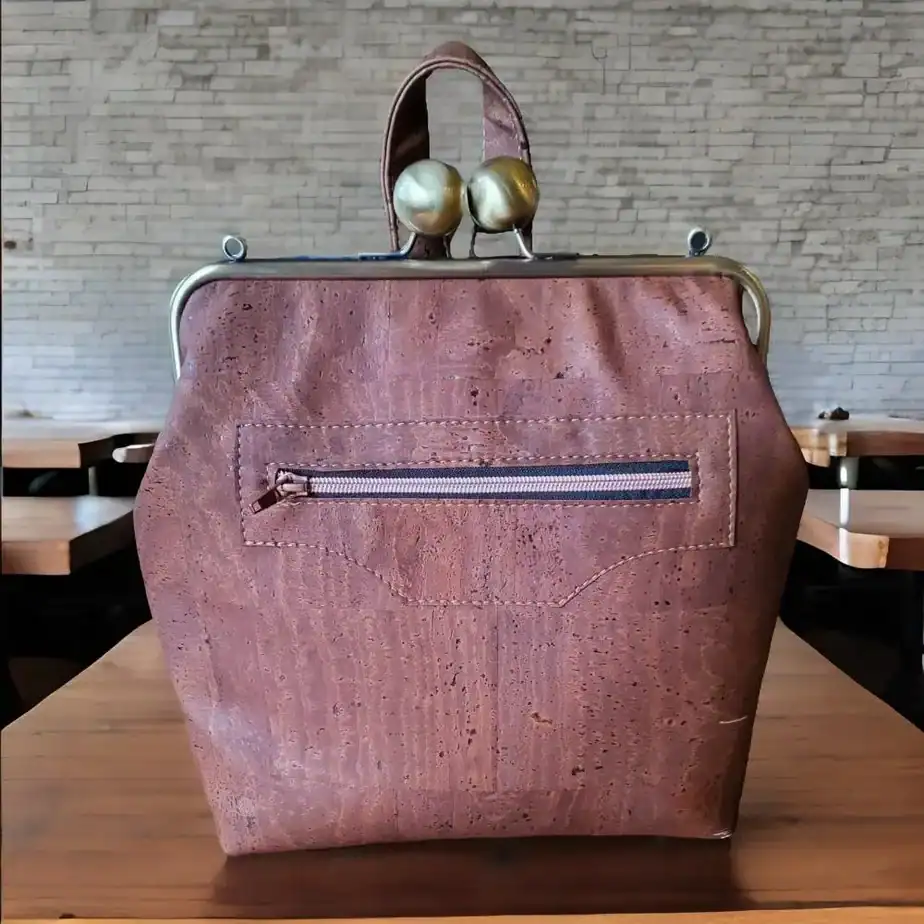 Rugtas kurk met beugel bruin voorkant