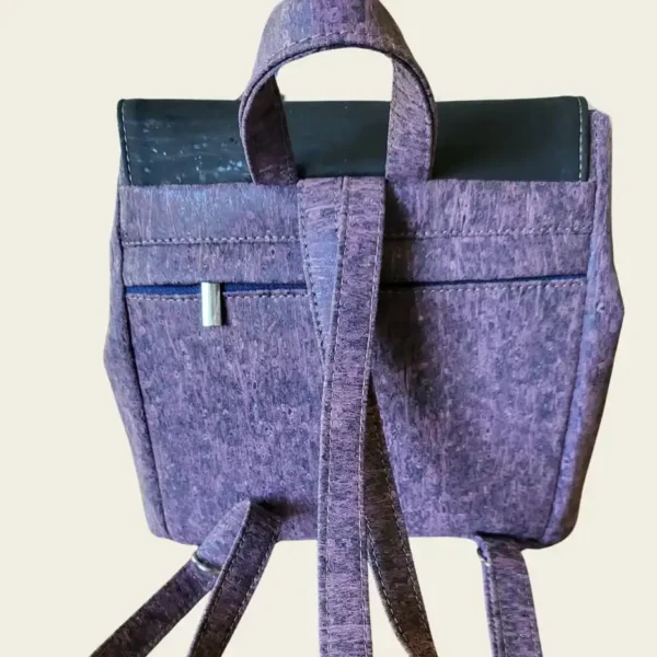 Klein rugtasje paars kurk achterkant