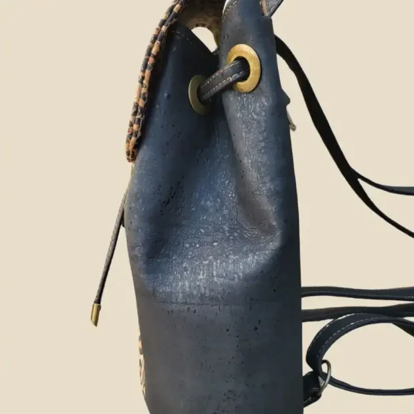 Rugtas kurk panterprint zijkant Rugtas panterprint kurk zijkant