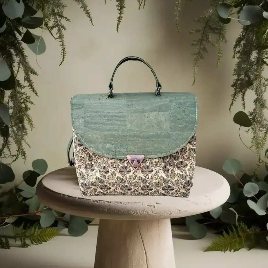 crossbody kurk tas met groene klep Crossbody kurk tas met groene klep