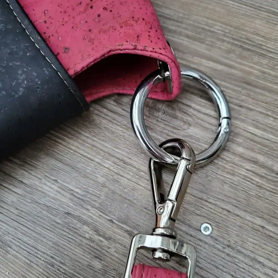 Klein leuk tasje roze kurk detail ring sluiting leuk klein tasje roze kurk binnenkant detail ringsluiting