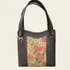 Shopper zwart met rode bloemen Shopper zwart kurk met rode bloemen