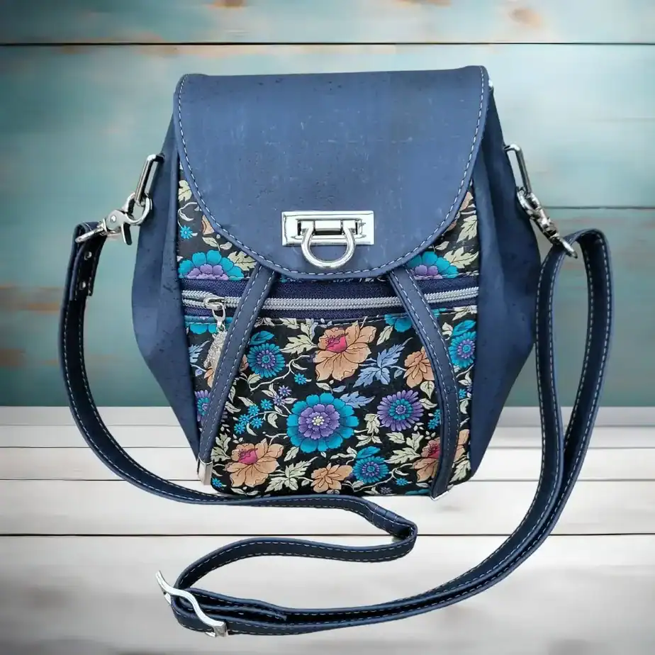 Buideltasje donkerblauw kurk