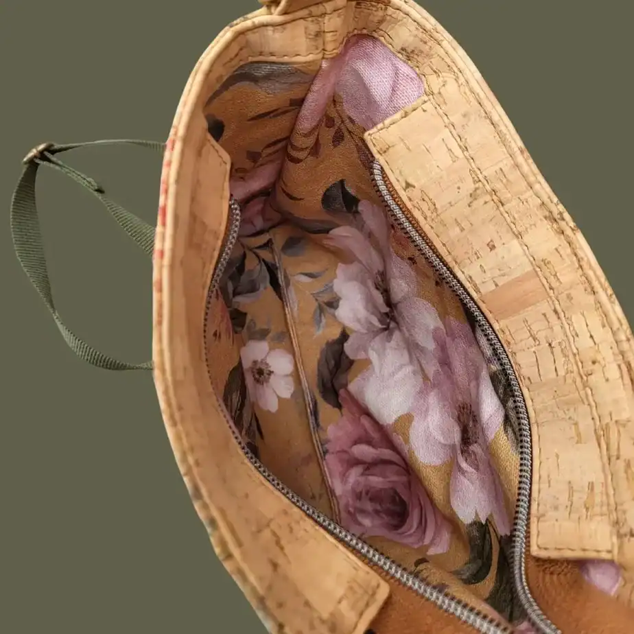 Naturel kurk tasje binnenkant