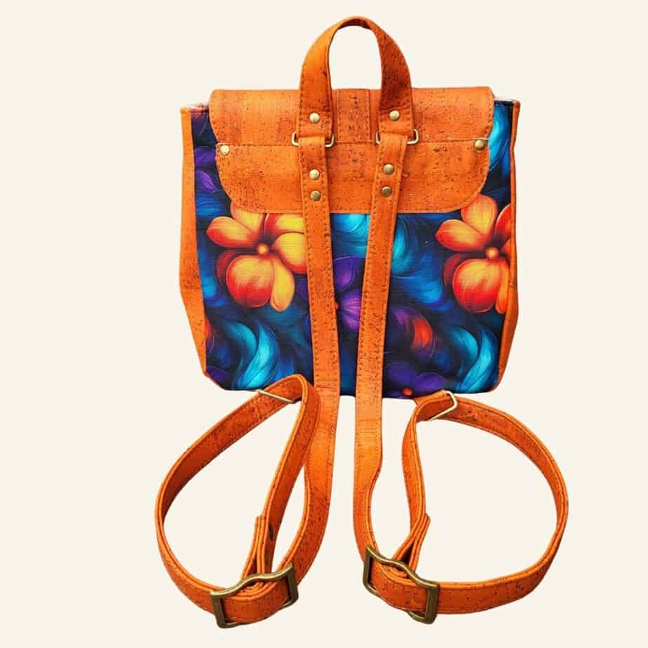 Kleine rugtas oranje kurk achterkant