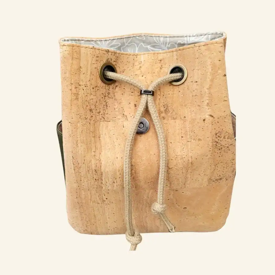 kurk rugtas naturel met groen voorkant open