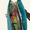 Kurk crossbody tas turquoise binnenkant